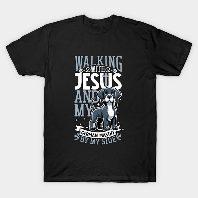 Jesus and dog - Great Dane T-Shirt by Modern Medieval Design